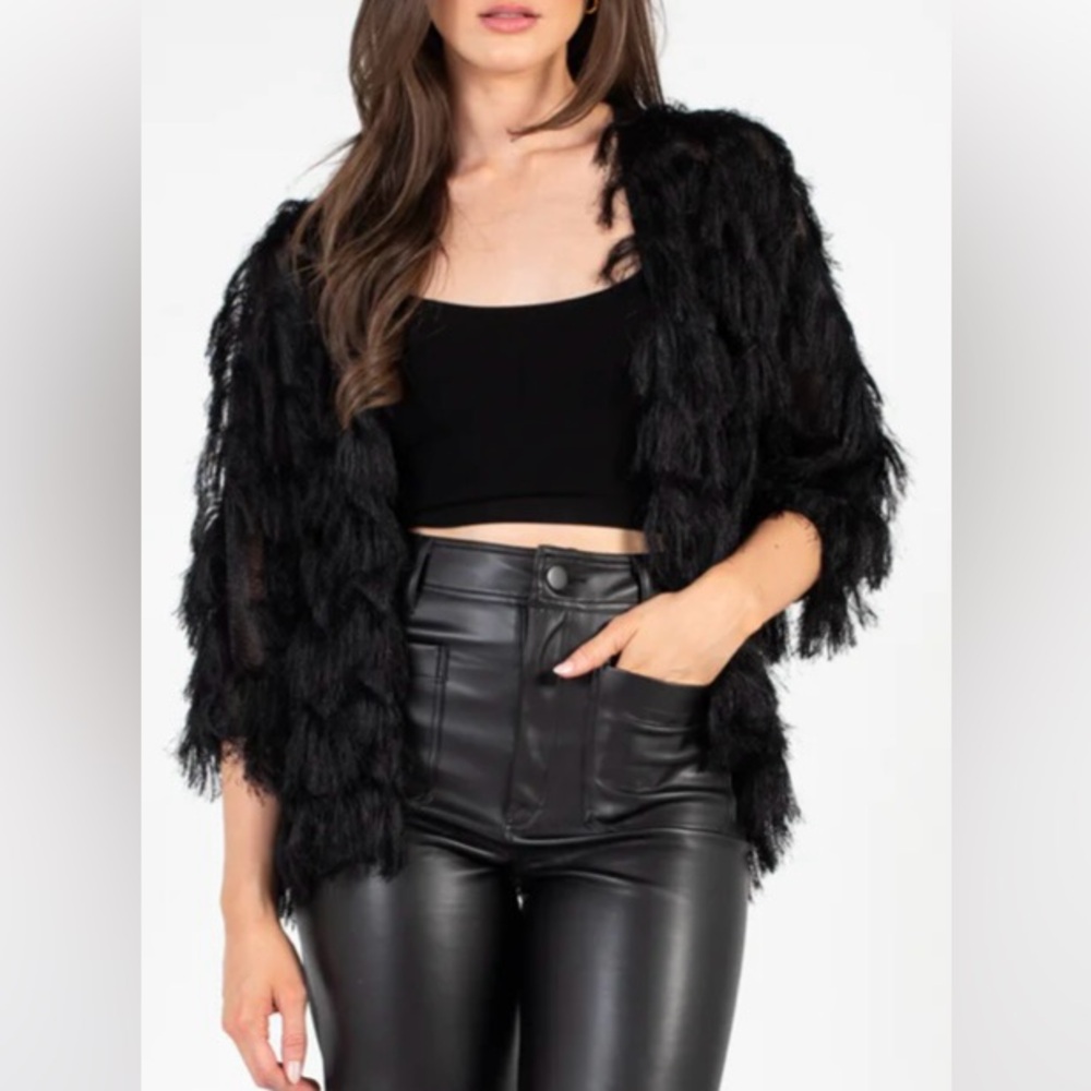 Quinn Shaggy Open Jacket from Honey